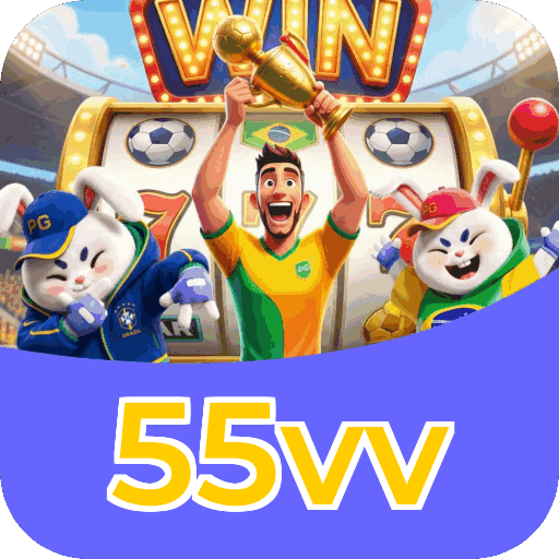 Interface do aplicativo 55vv mostrando jogos disponíveis no iOS e Android